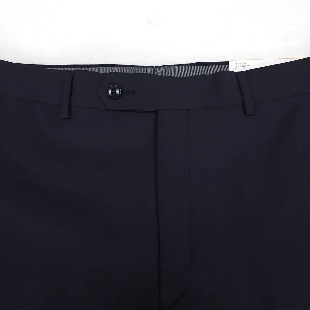 Calvin Klein Mens Skinny Fit 2 Piece Suit 46R 38x32 Navy Blue Solid Stretch Wool